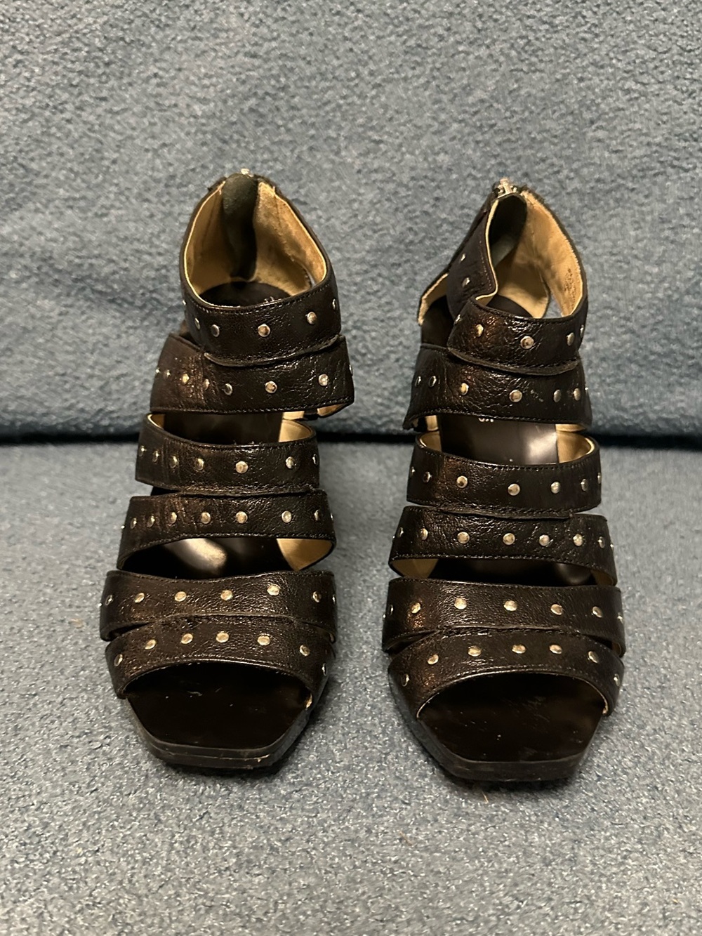 MICHAEL Michael Kors Black Studded Multi-Strap Heels